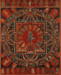 Neun-Gottheiten-Mandala des zweiarmigen Hevajra